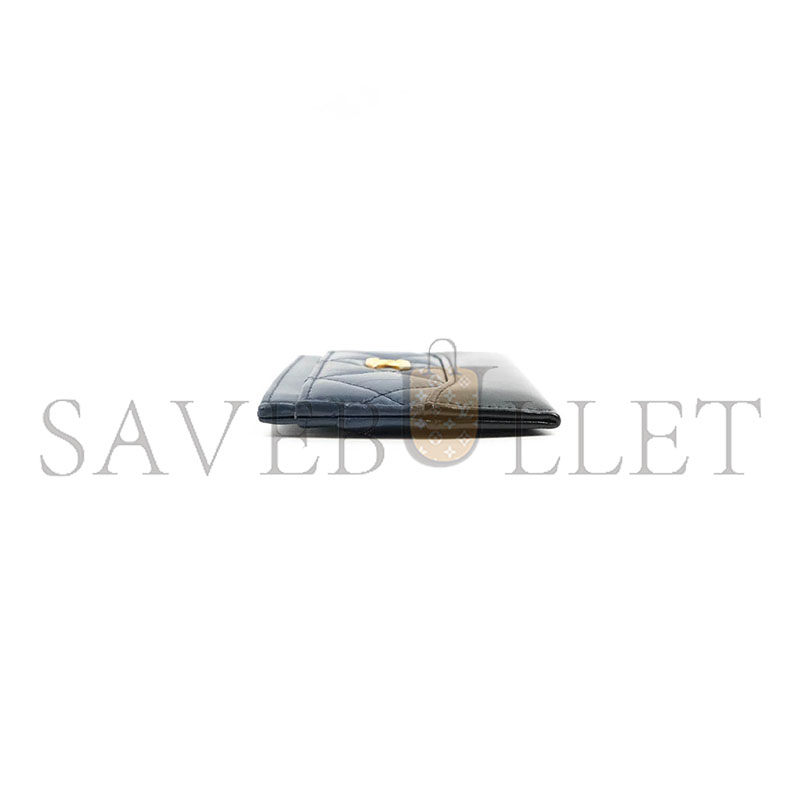 CHANEL MASTER GABRIELLE FLAT CARD HOLDER NAVY BLACK CALFSKIN GOLD HARDWARE (11*8cm) 